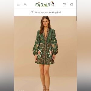 NWT FARM Rio Pineapple Garden Long Sleeve Mini Dress